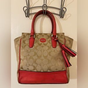 Coral coach mini tote